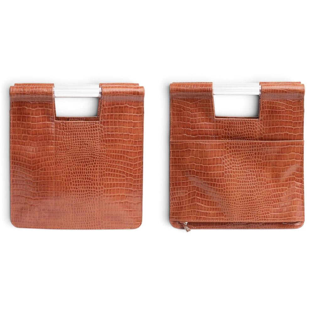 Beis, Women's 'The Crossbody' Bag, Croc Embossed Faux Leather, Cognac Brown, O/S